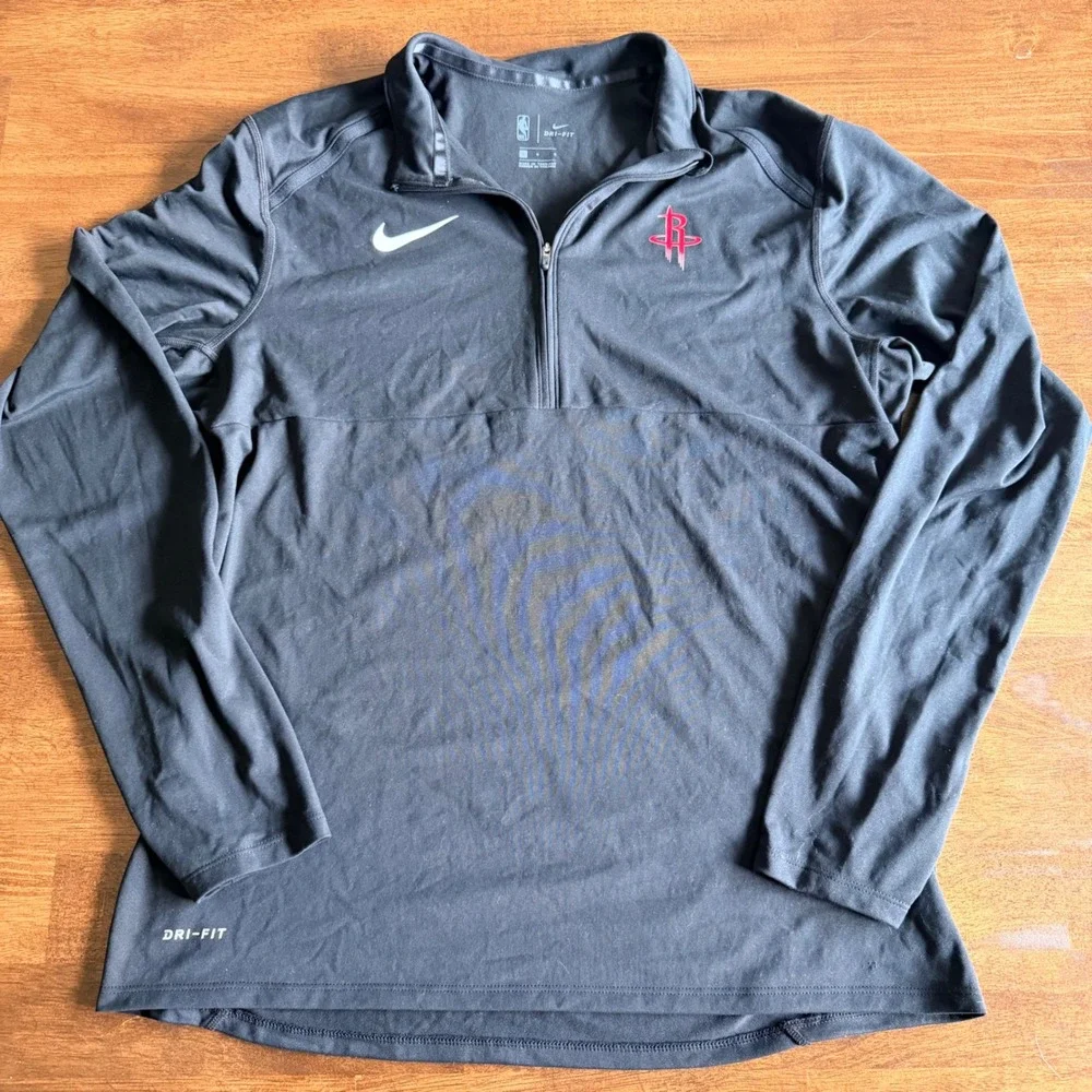 Nike Houston Rockets NBA Mens L Dri-FIT Quarter Zip Pullover Black Lightweight